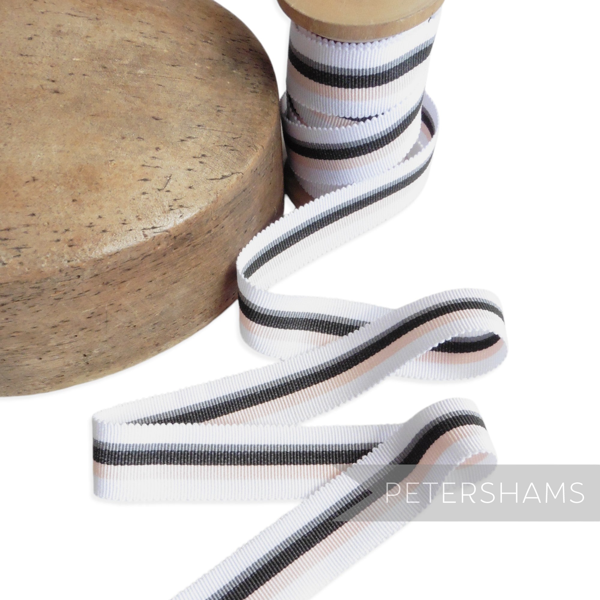 25mm No.5 Traditional Stripe Millinery Petersham Hat Ribbon - 1m