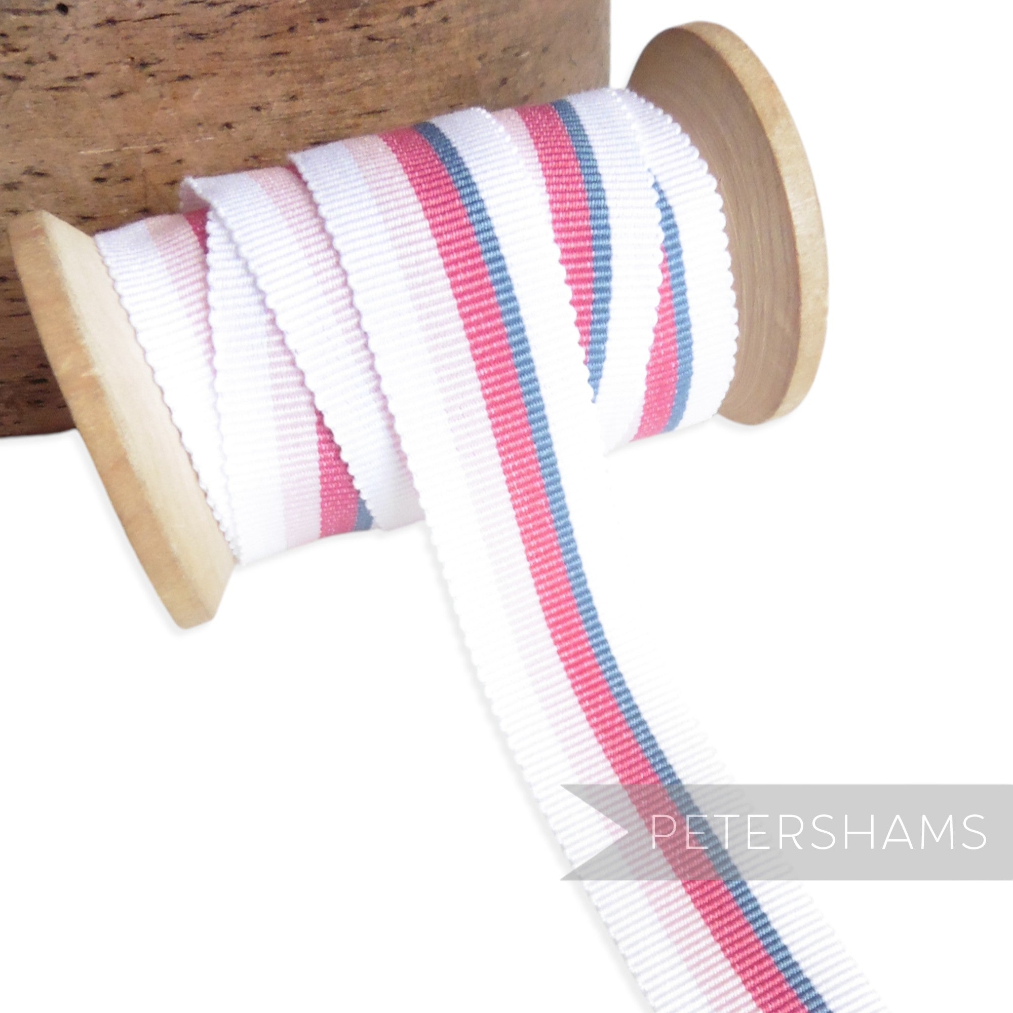 25mm No.5 Traditional Stripe Millinery Petersham Hat Ribbon - 1m