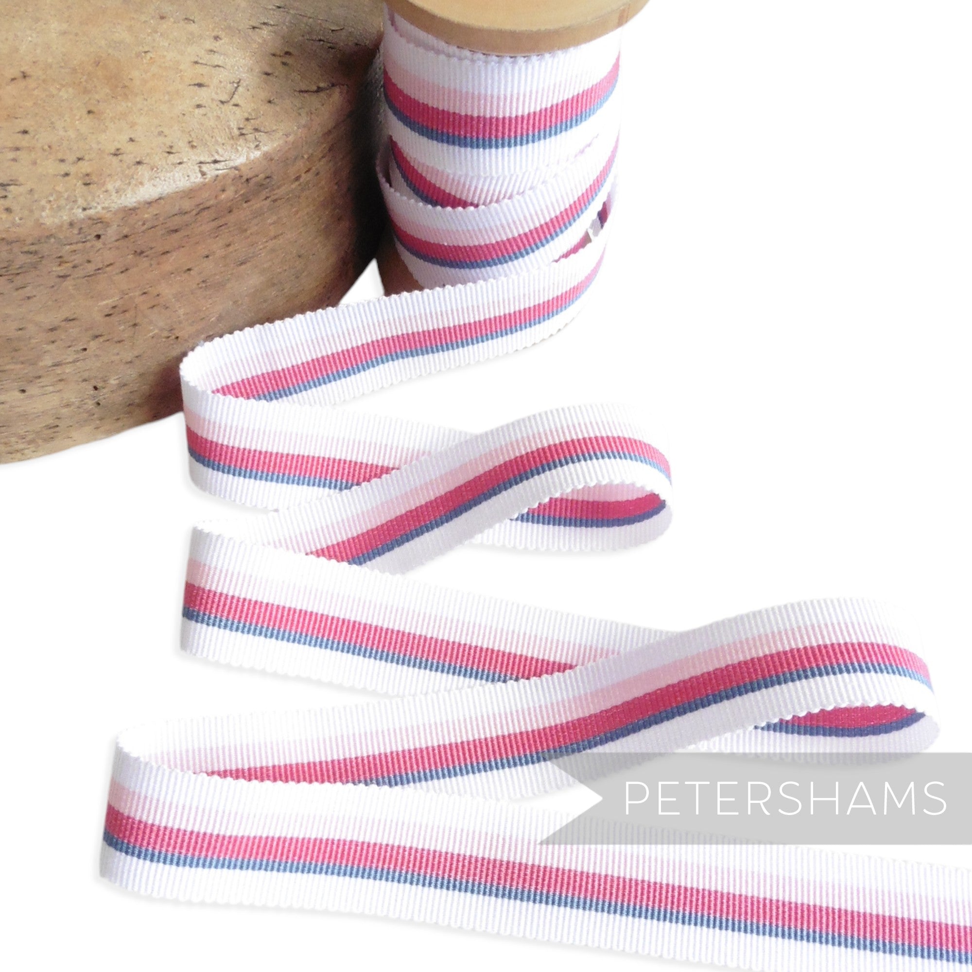 25mm No.5 Traditional Stripe Millinery Petersham Hat Ribbon - 1m