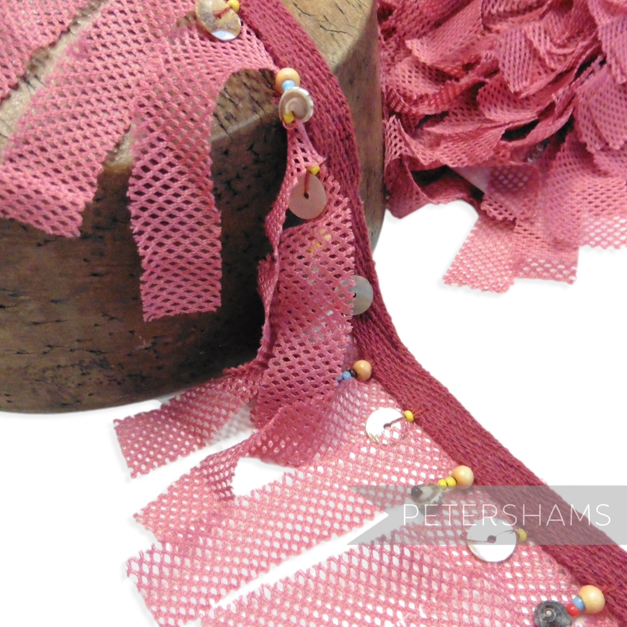Seashell Adorned Mesh Fabric Fringe - 1m