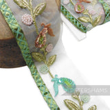 Heavily Embellished Whimsical Floral Organza Trim - 1m