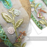 Heavily Embellished Whimsical Floral Organza Trim - 1m