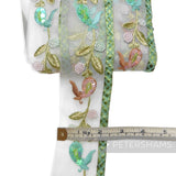 Heavily Embellished Whimsical Floral Organza Trim - 1m