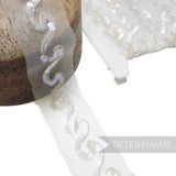 Tiny Sequin and Lurex Chain Stitch Wave Design Trim - 1m