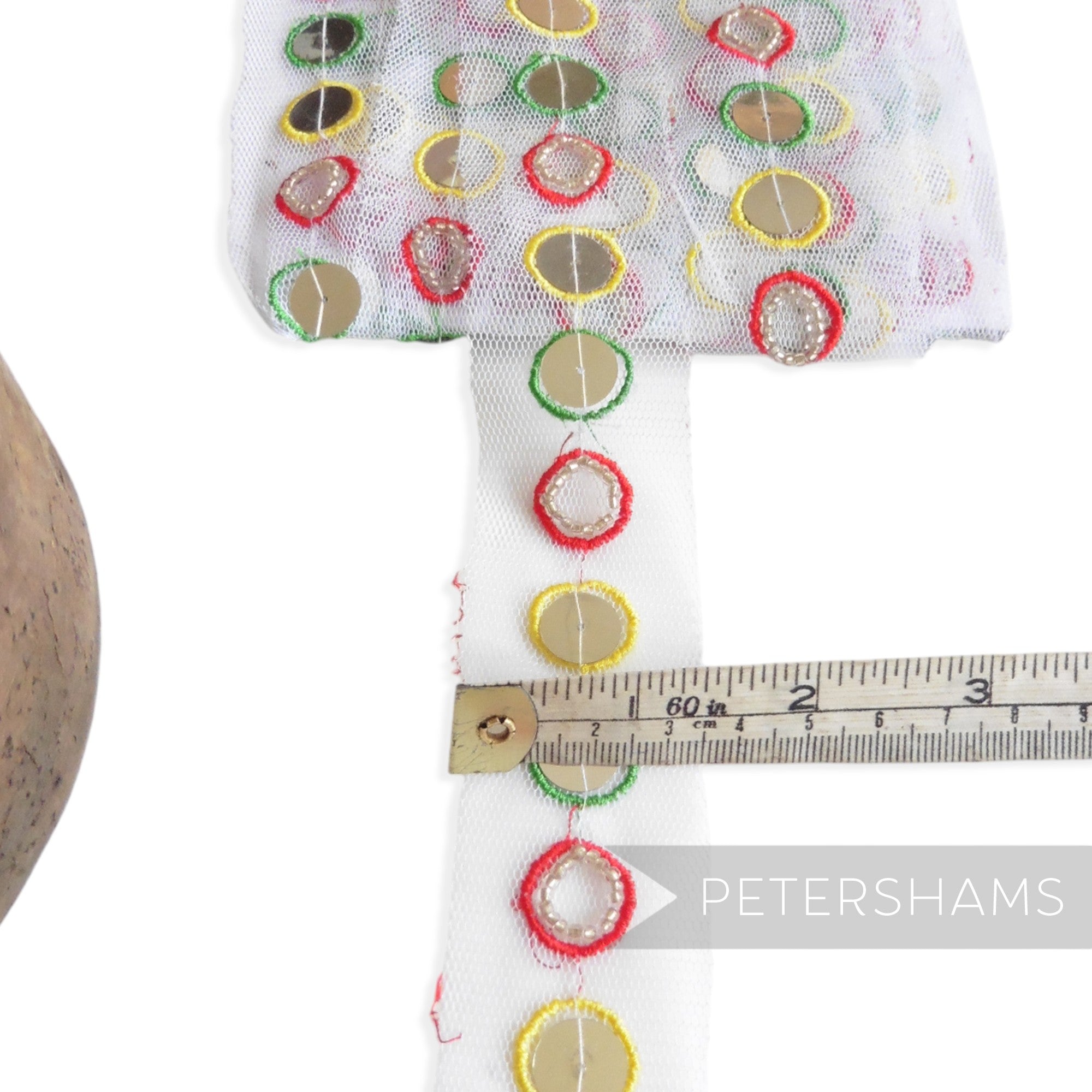 Bead and Sequin Circle Design Mesh Trim - 1m