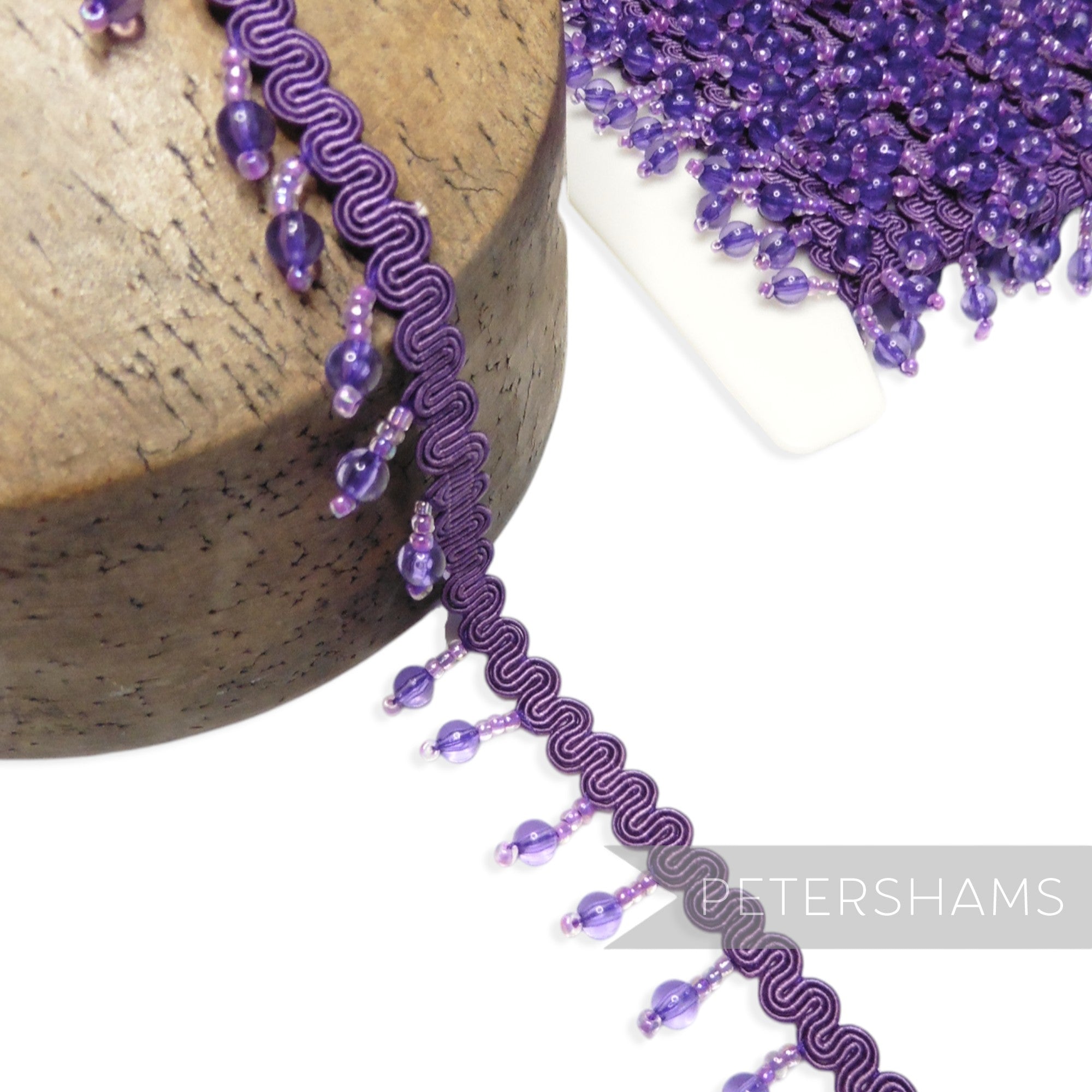 Round Bead Fringe on Wavy Gimp Braid Trim - 1m