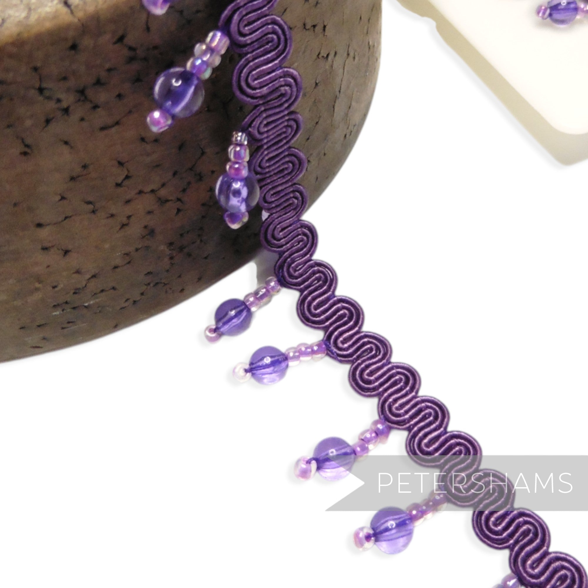 Round Bead Fringe on Wavy Gimp Braid Trim - 1m