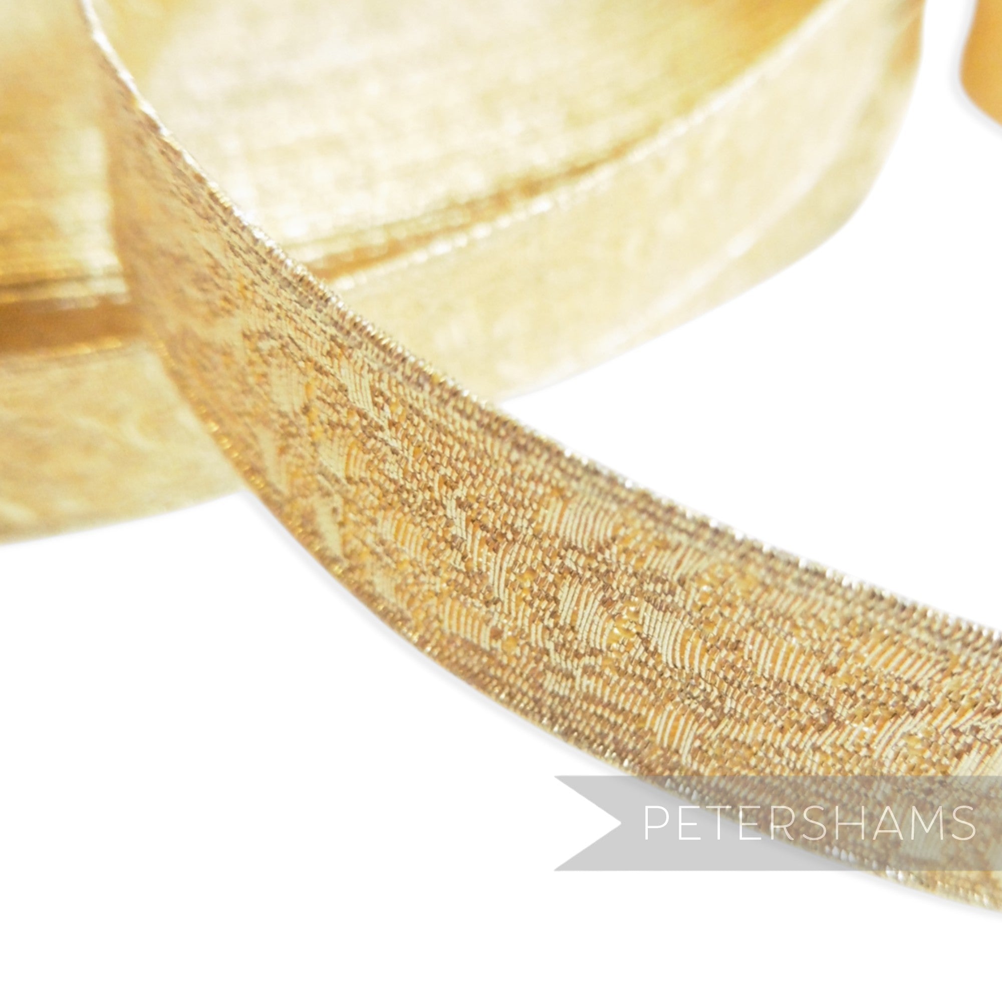 0.5% Real Gold Thread Lace Ribbon - 13mm Oak Leaf