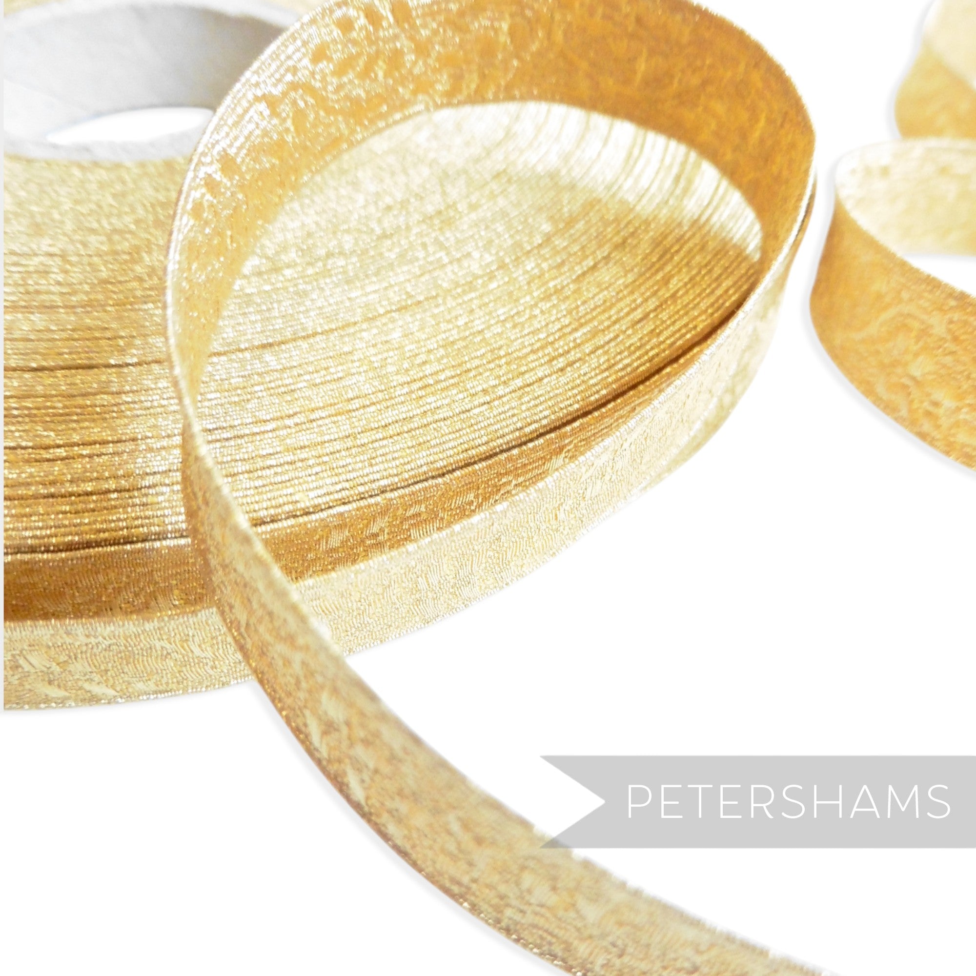 0.5% Real Gold Thread Lace Ribbon - 13mm Oak Leaf