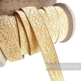 0.5% Real Gold Thread Lace Ribbon - 13mm Oak Leaf