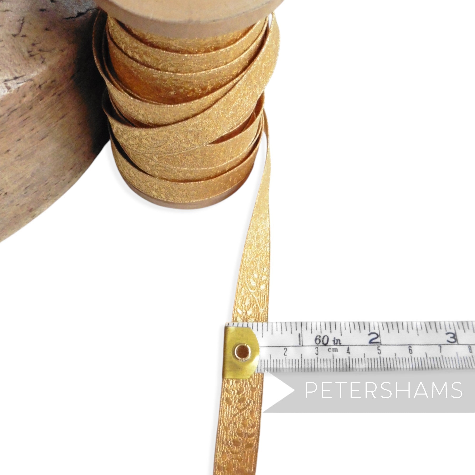 0.5% Real Gold Thread Lace Ribbon - 13mm Oak Leaf