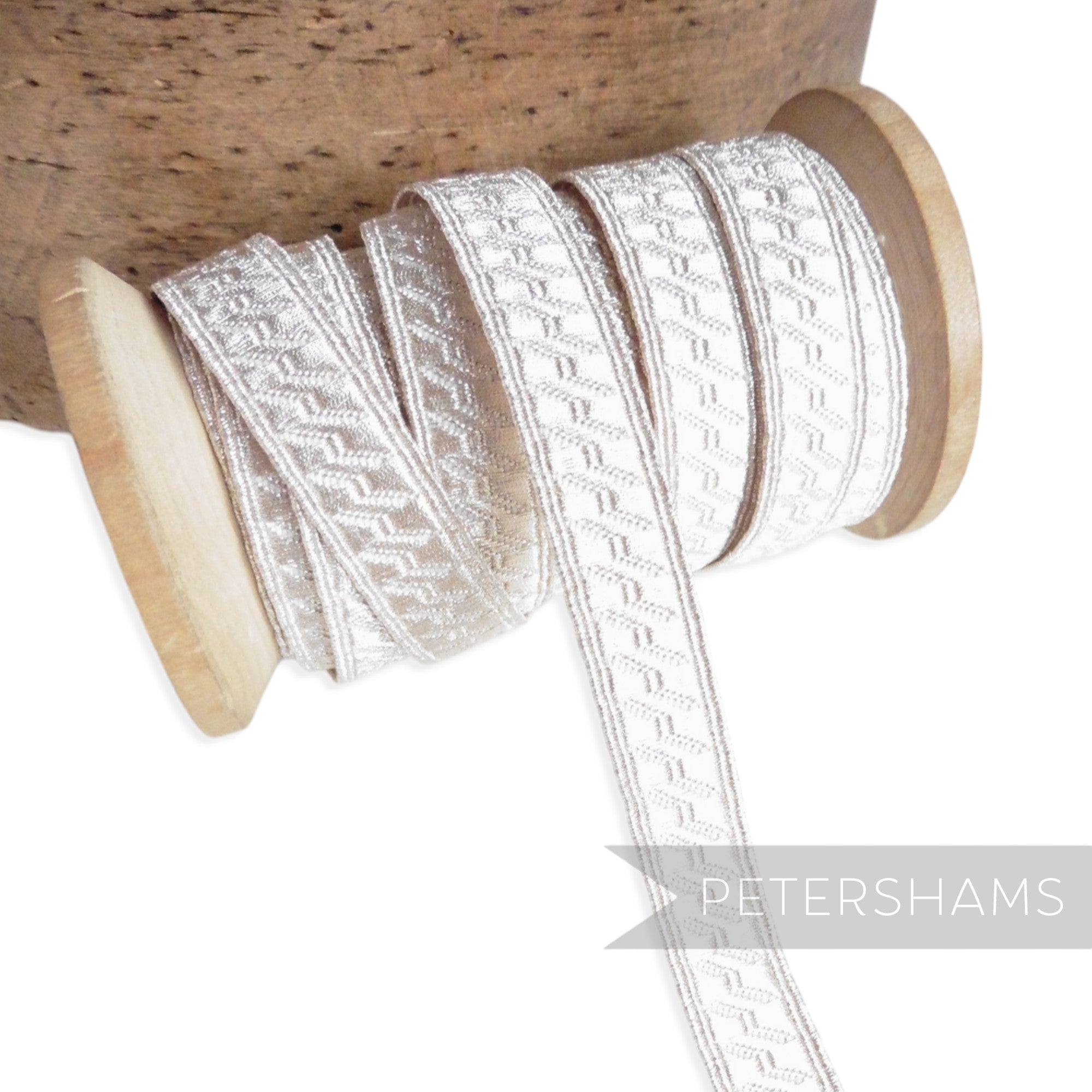 90% Silver Thread Lace Ribbon - 13mm Bias & Strand