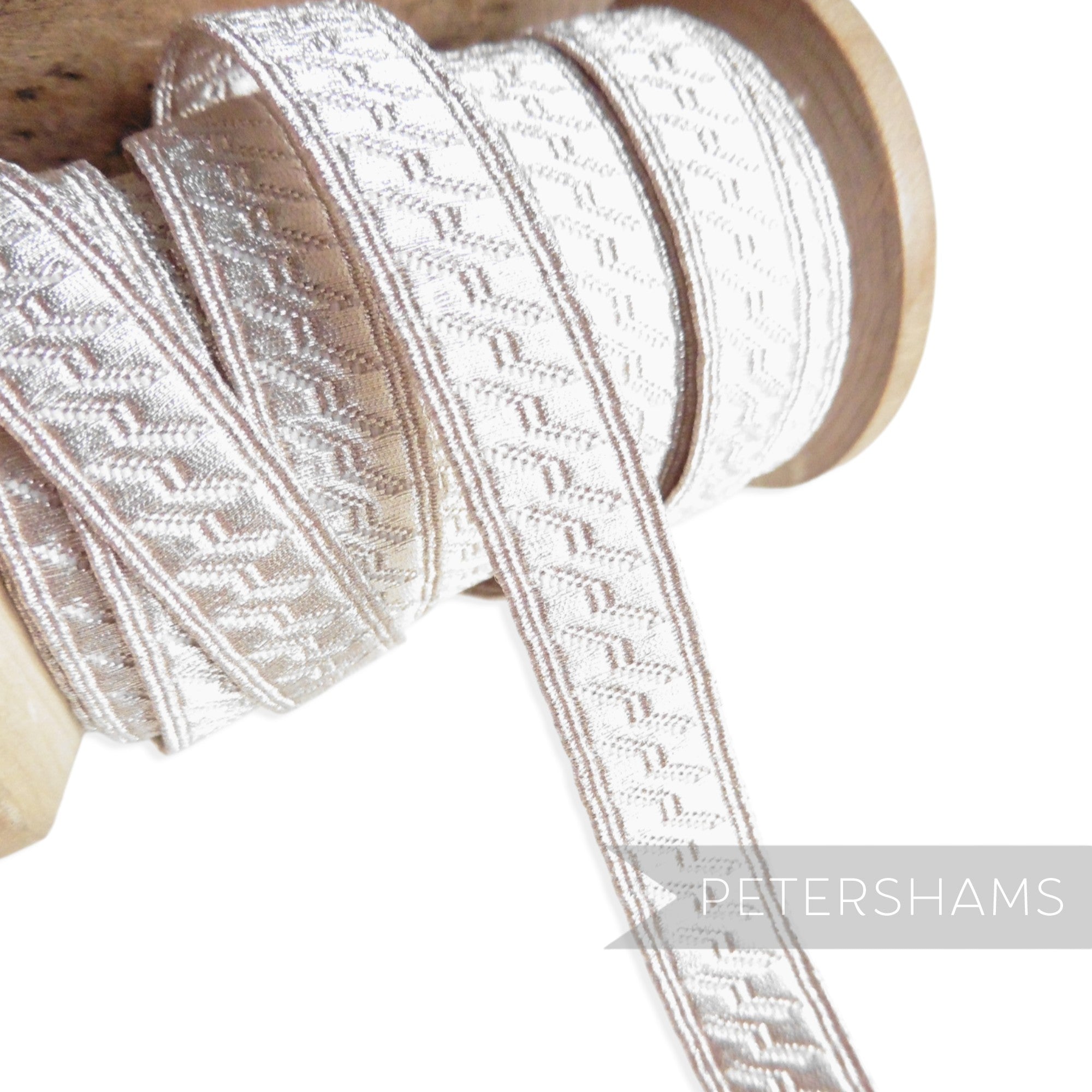 90% Silver Thread Lace Ribbon - 13mm Bias & Strand