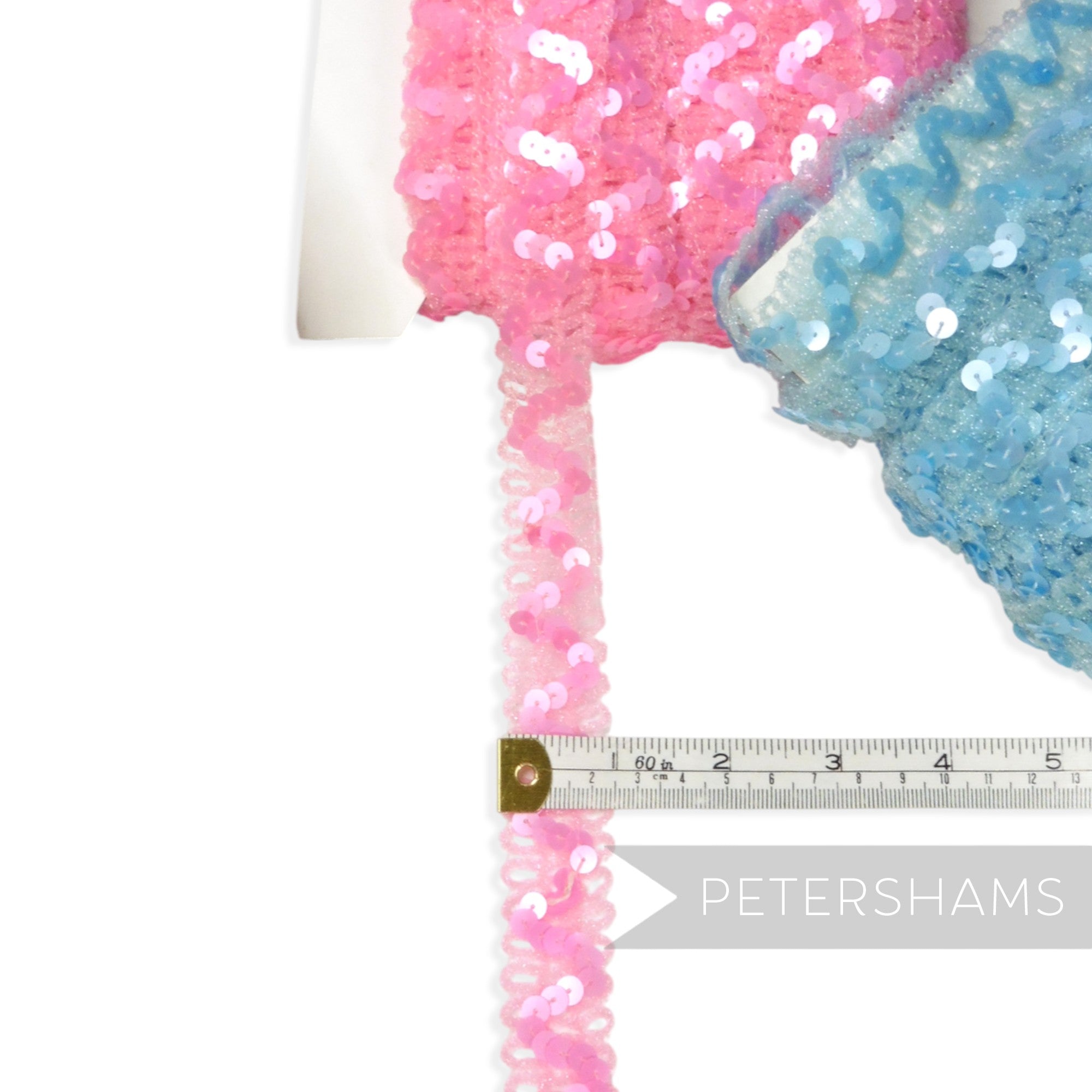 Sheer Blue Lurex & Matte Sequin Wavy Spangle Sequin Trim - 1m