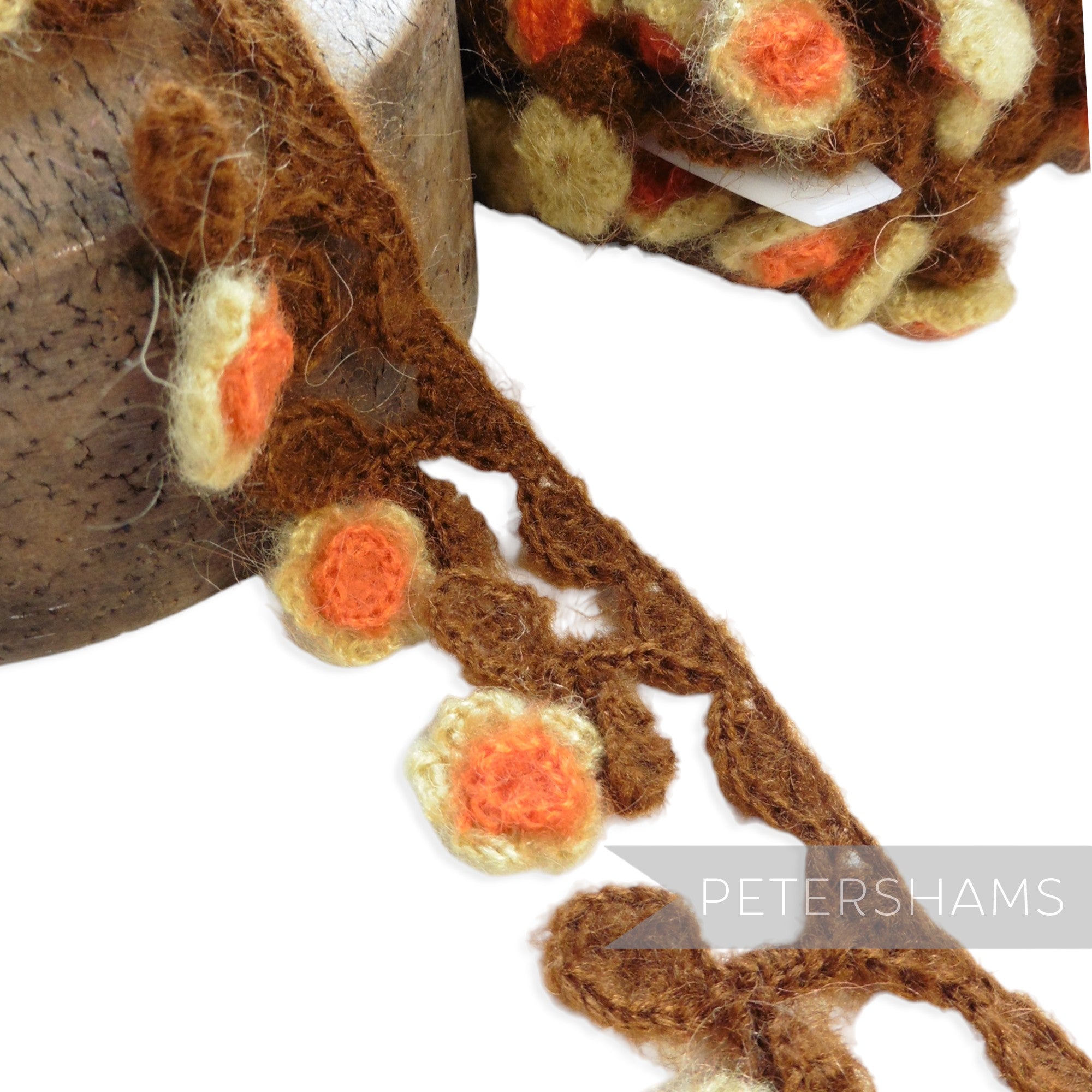 Fuzzy Crochet Flower Fringe Trim - 1m