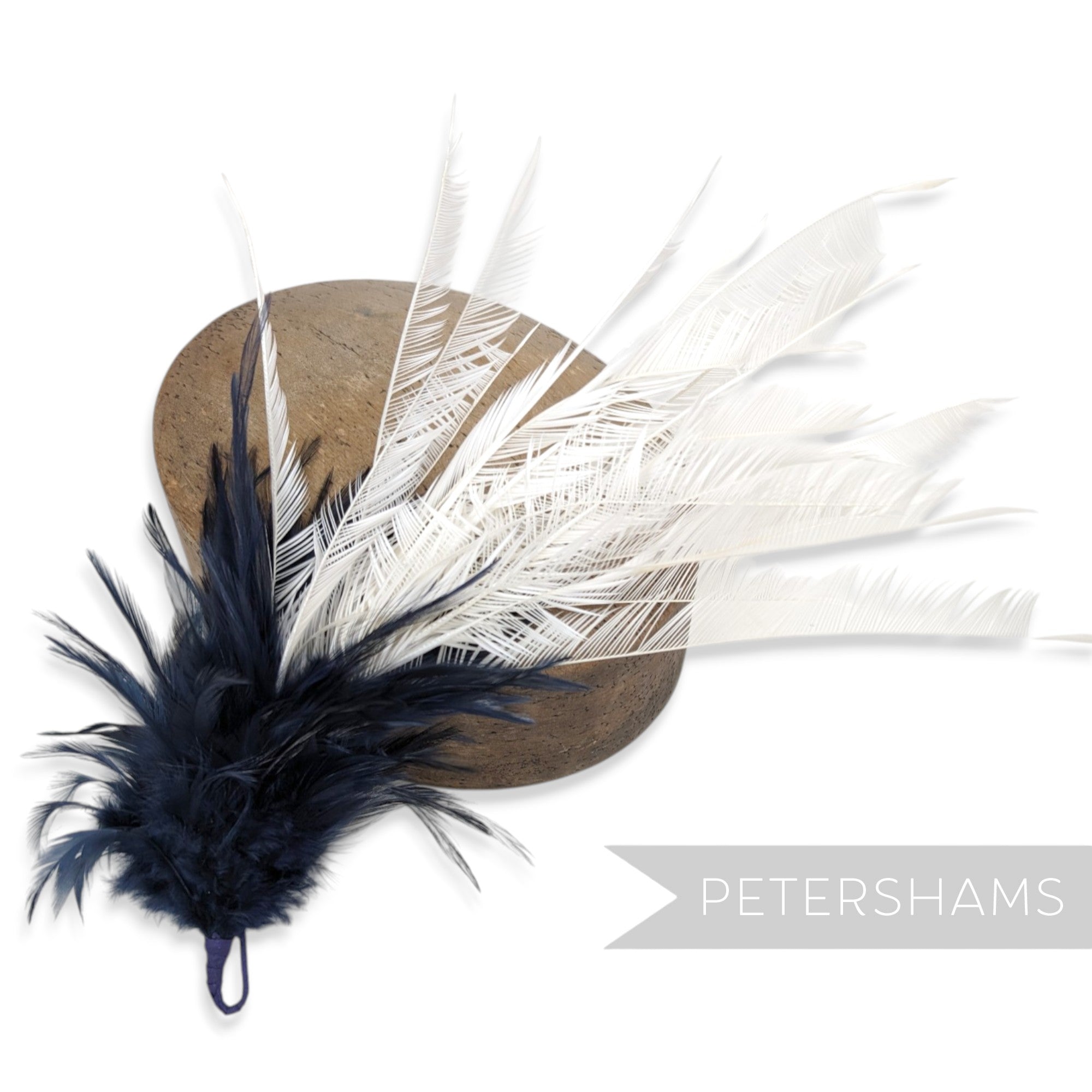 Large Zippered Goose Biot and Hackle Feather Hat Mount