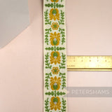 Vintage 1960's Embroidered Woven Cotton Floral Pattern Trim - 1m