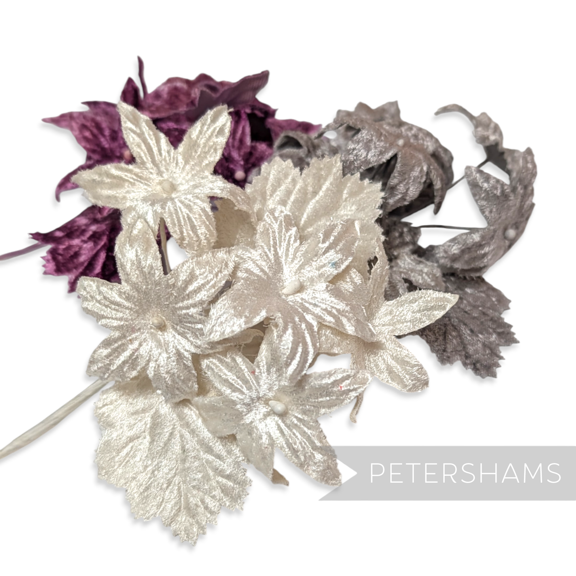 'Derwinda' Velvet Blossoms Wired Millinery Flower Mount