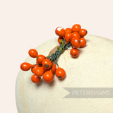 'Obaie' Vintage Wired Orang Berry Ceramic Flower Stamens - 12 Stems
