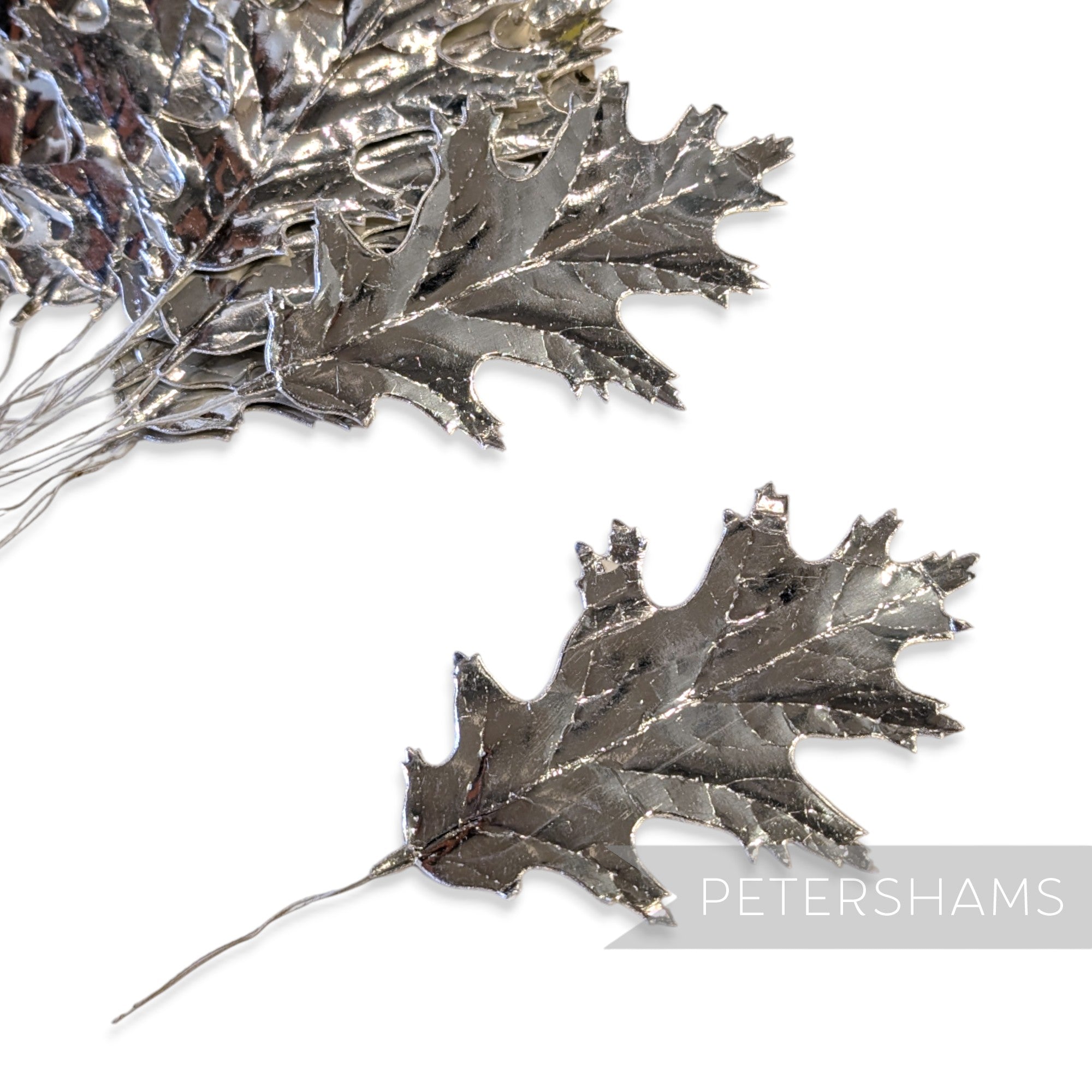 Vintage Metallic Foiled Paper Wired Leafs - Large Oak Leaf