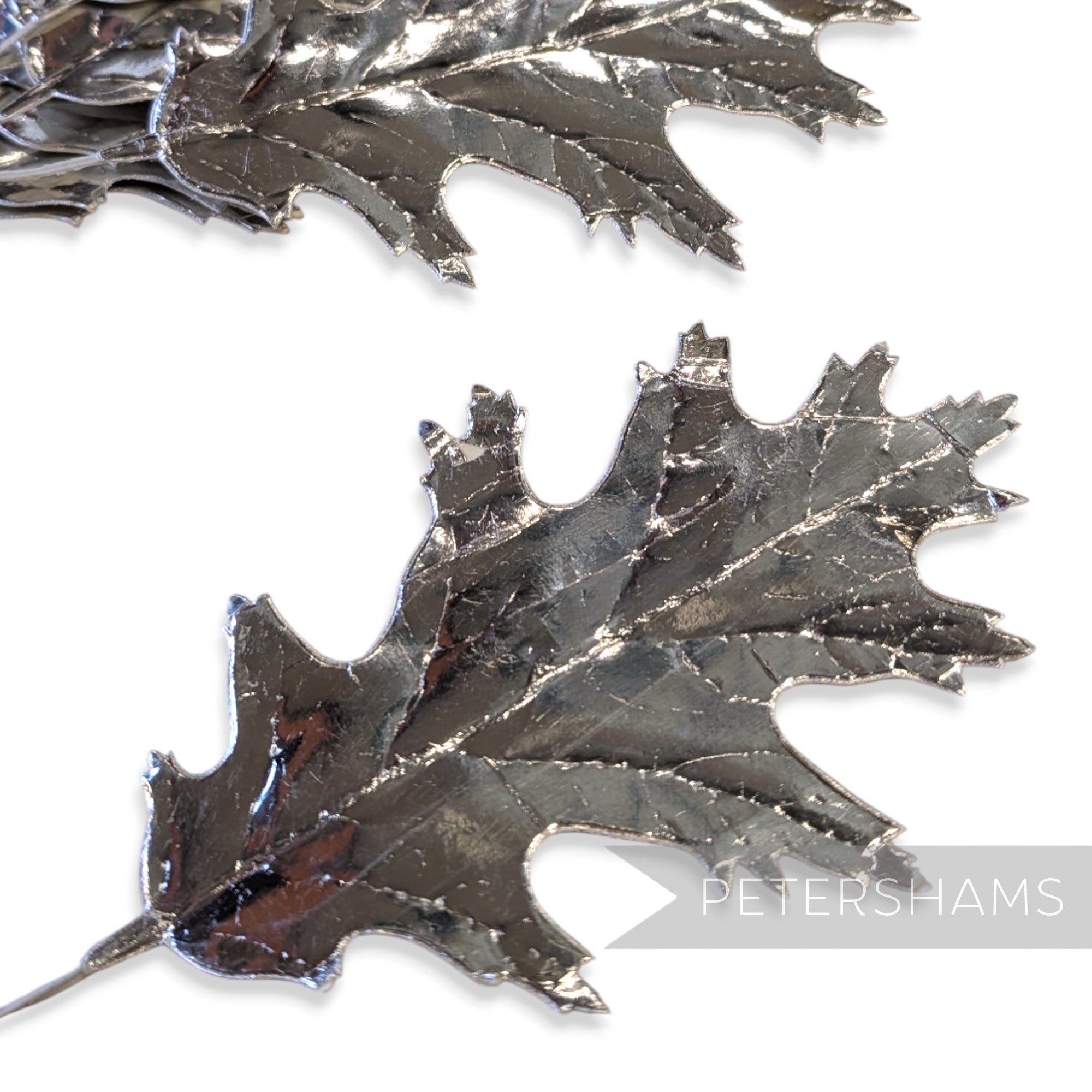 Vintage Metallic Foiled Paper Wired Leafs - Large Oak Leaf