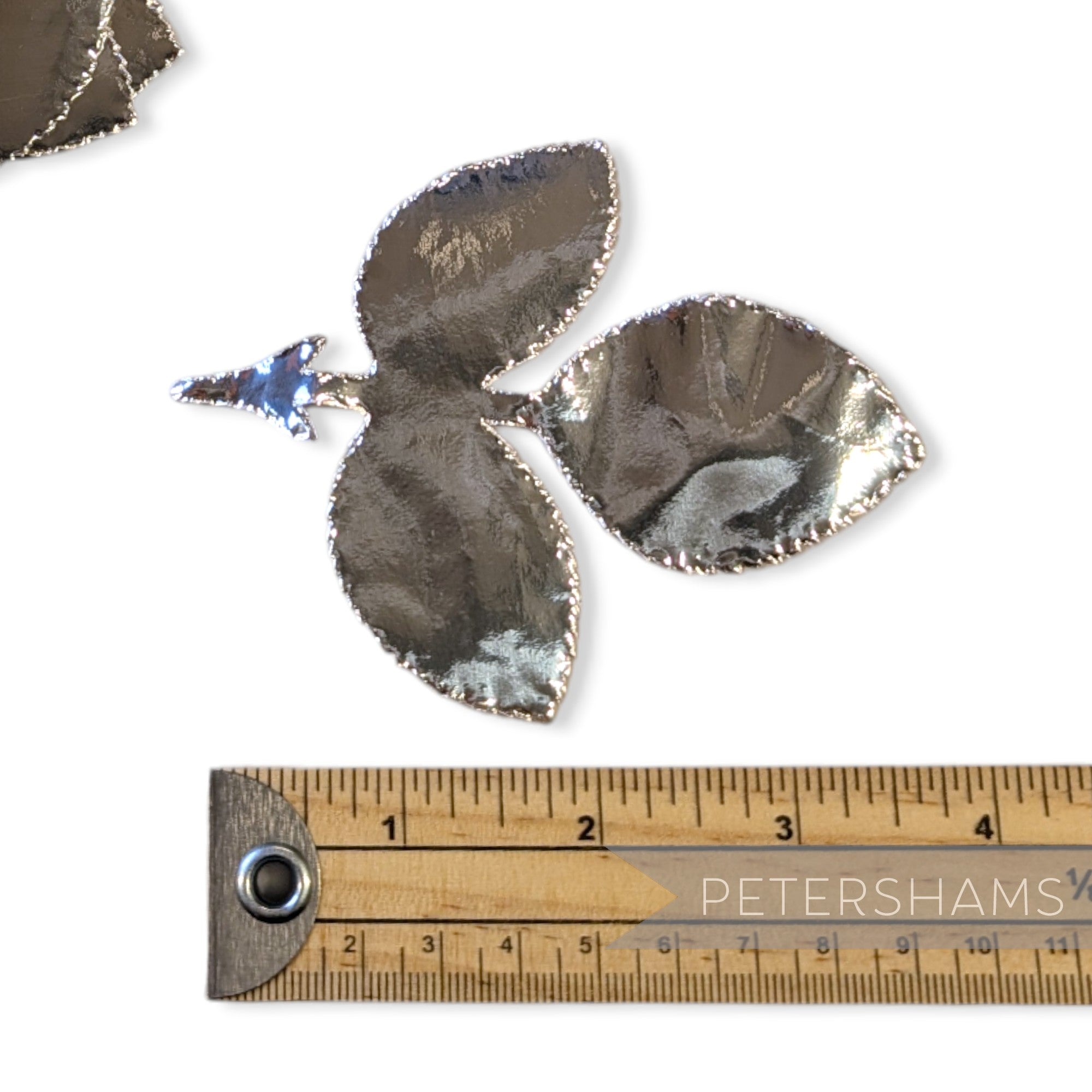 Vintage Metallic Foiled Paper Shapes - 8cm Triple Rose Leaf