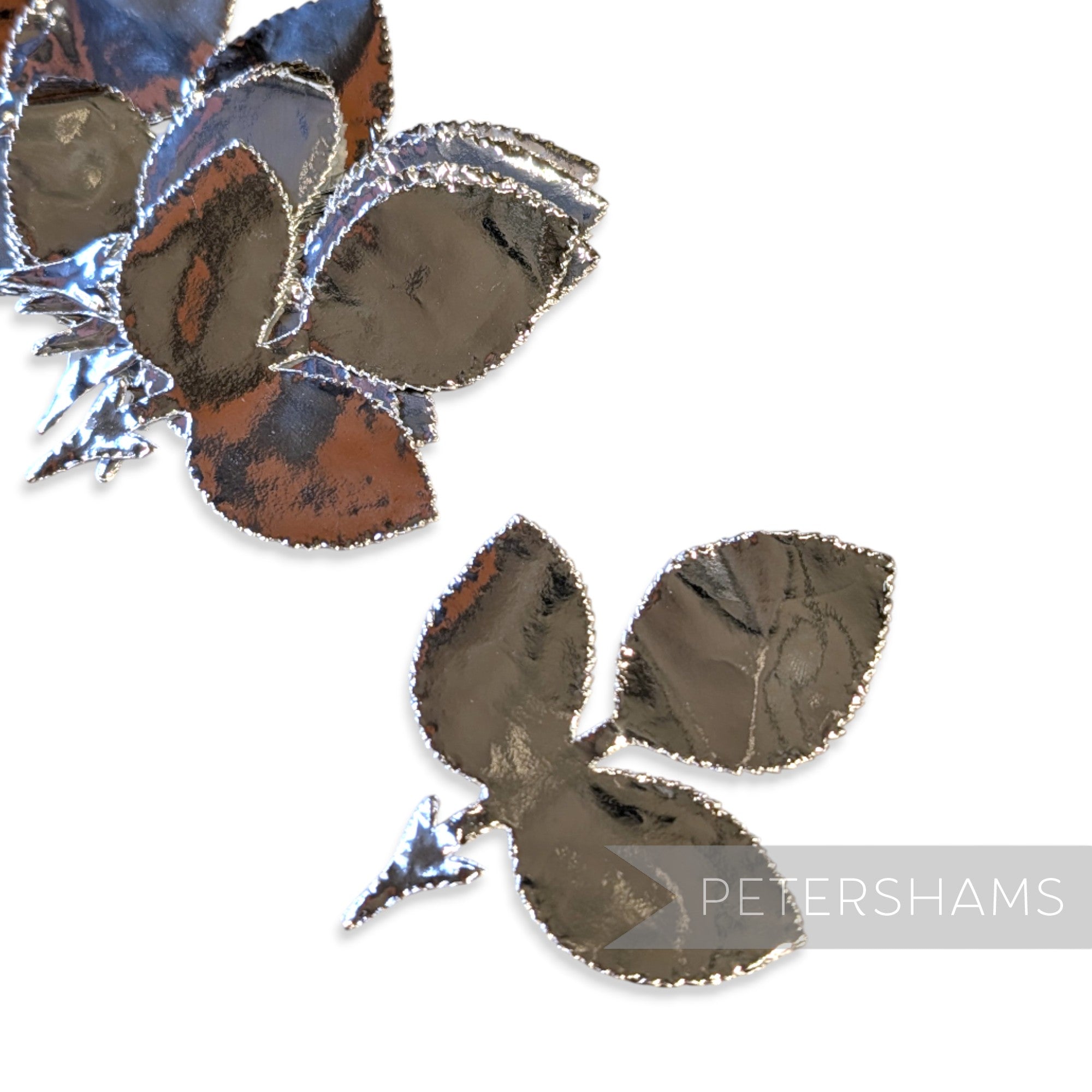Vintage Metallic Foiled Paper Shapes - 8cm Triple Rose Leaf