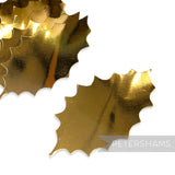 Large Gold Vintage Heavy Card Holly Leaf Shapes - 12 Pieces