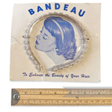 Vintage 1950/60s Pearlized Flower & Diamante 'Bandeau' Headband on Card