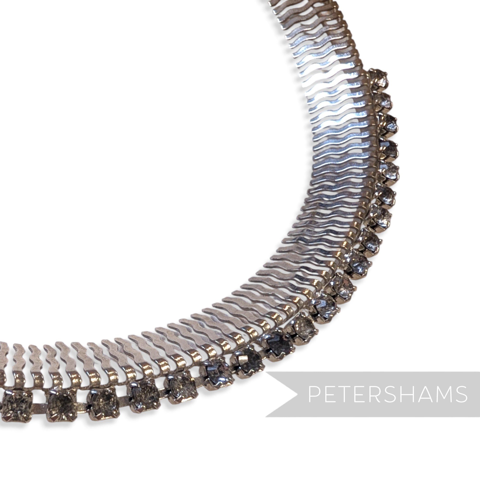 Vintage 1950/60s Metal & Diamante Toothed Headband / Bun Comb