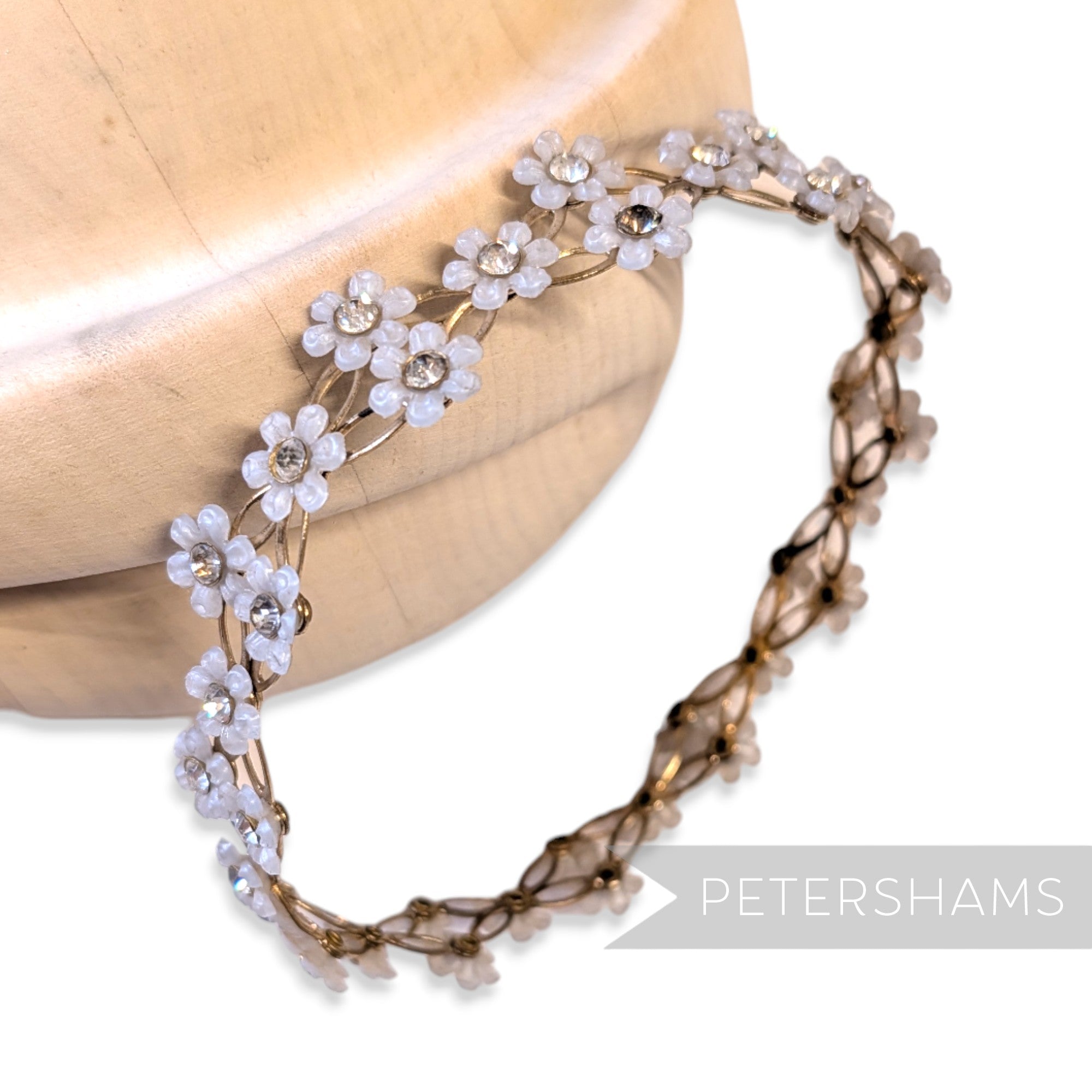 Vintage 1960's Updo Hair Ring Tiara - Flowers & Diamante