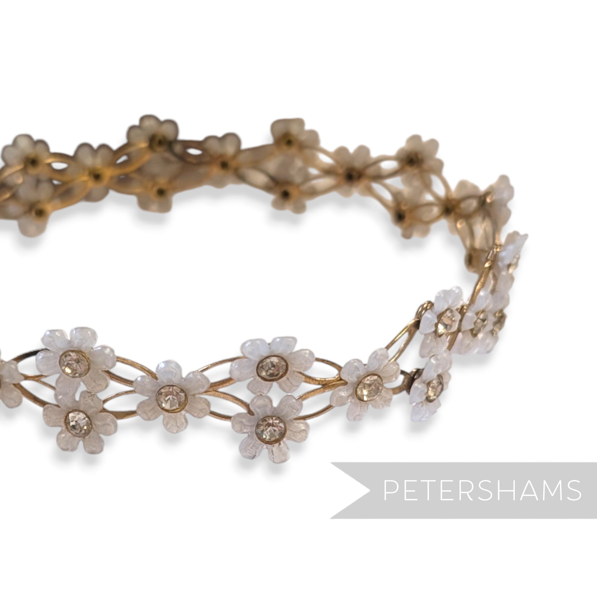 Vintage 1960's Updo Hair Ring Tiara - Flowers & Diamante