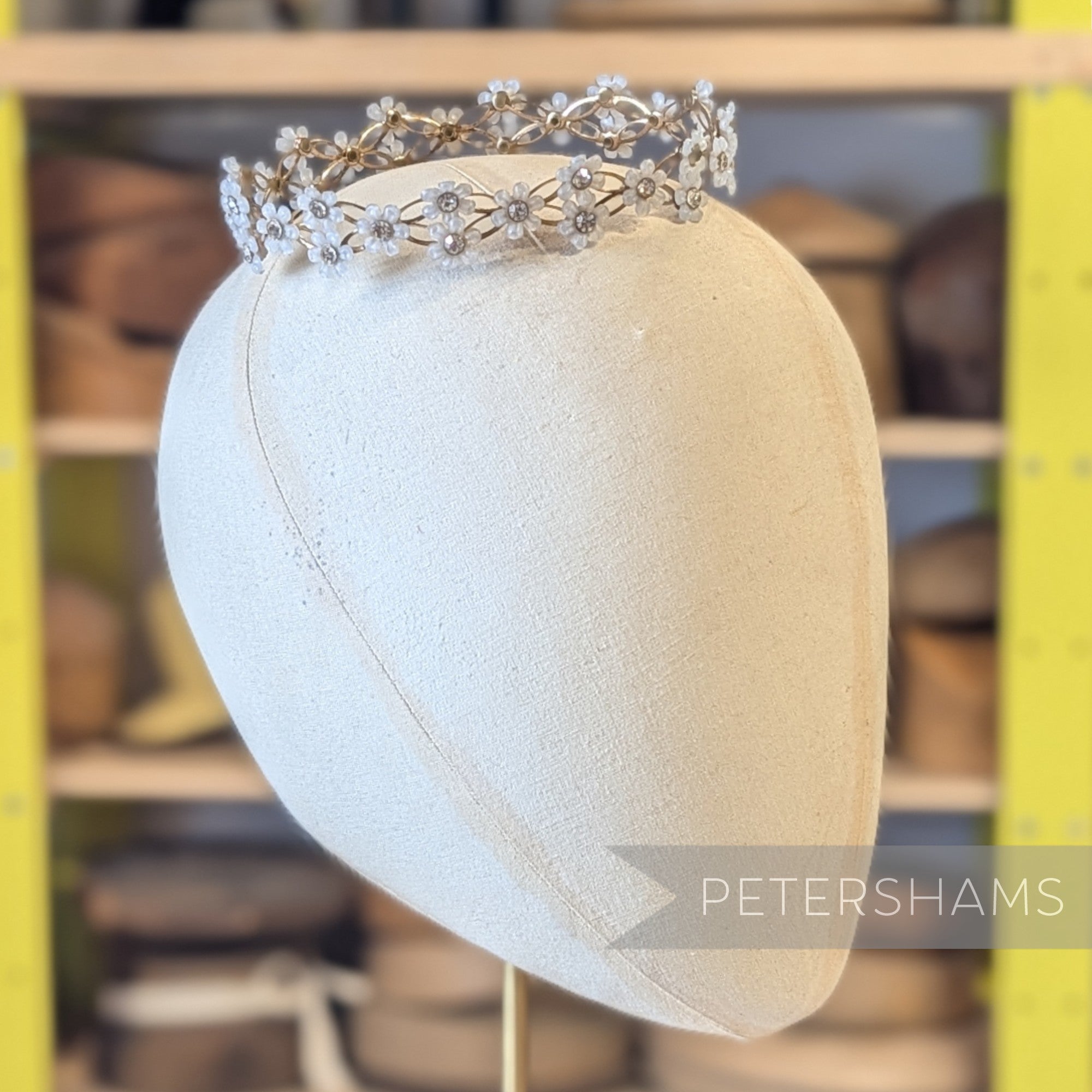 Vintage 1960's Updo Hair Ring Tiara - Flowers & Diamante