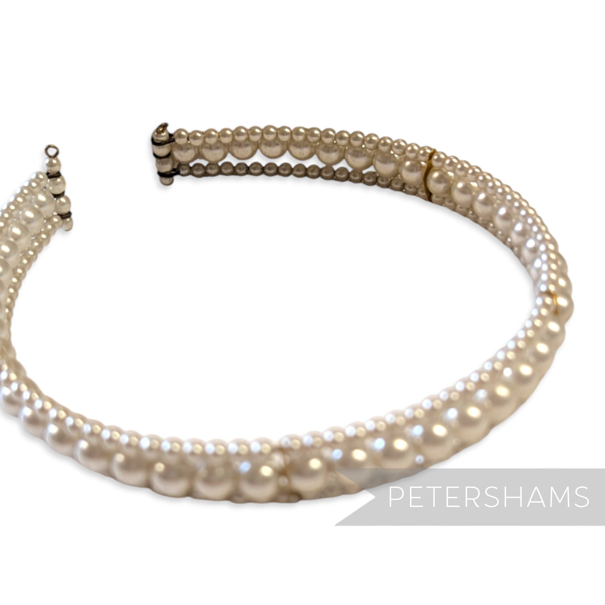 Vintage 1960/70s Tiered Faux Pearl & Metal Headband