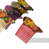 Vintage 1970/80s Plastic Hair Combs with Floral Motifs