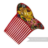 Vintage 1970/80s Plastic Hair Combs with Floral Motifs