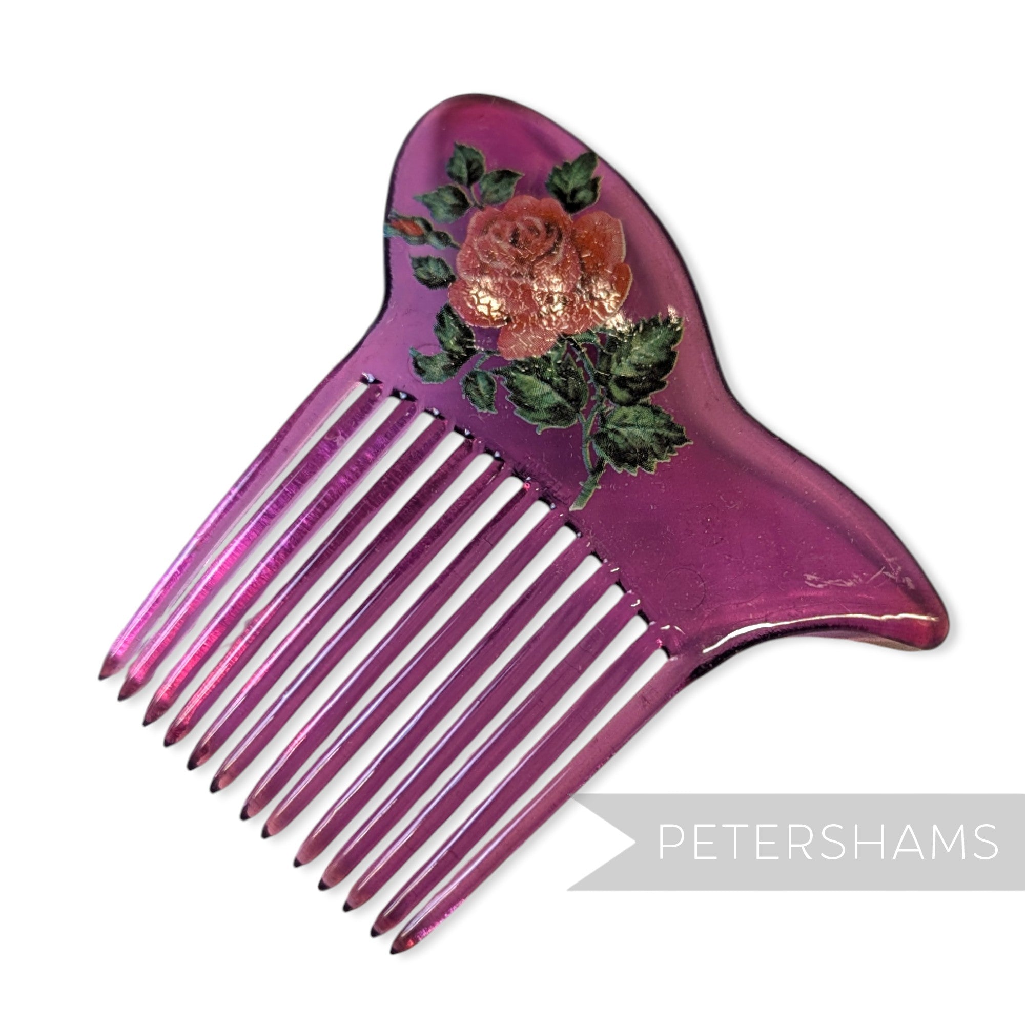 Vintage 1970/80s Plastic Hair Combs with Floral Motifs