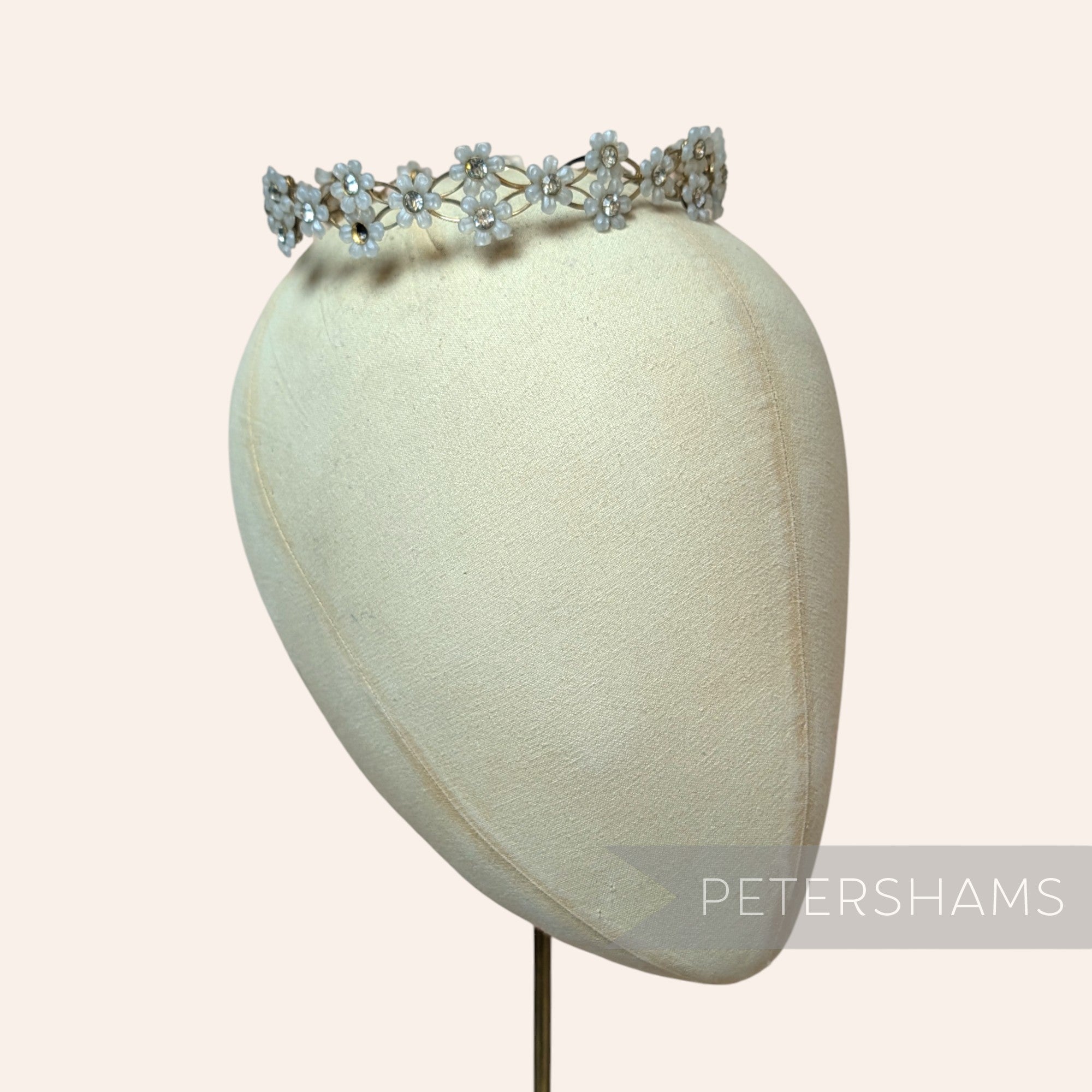 Vintage 1960's Updo Hair Ring Tiara - Flowers & Diamante