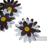 Vintage Crepe Paper & Metallic Silver Flower Trim - Pack 5