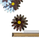 Vintage Crepe Paper & Metallic Silver Flower Trim - Pack 5