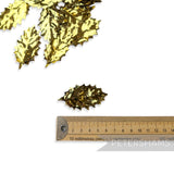 Metallic Vintage Veined Plastic Foil Gold Holly Leaves - Pack of 12