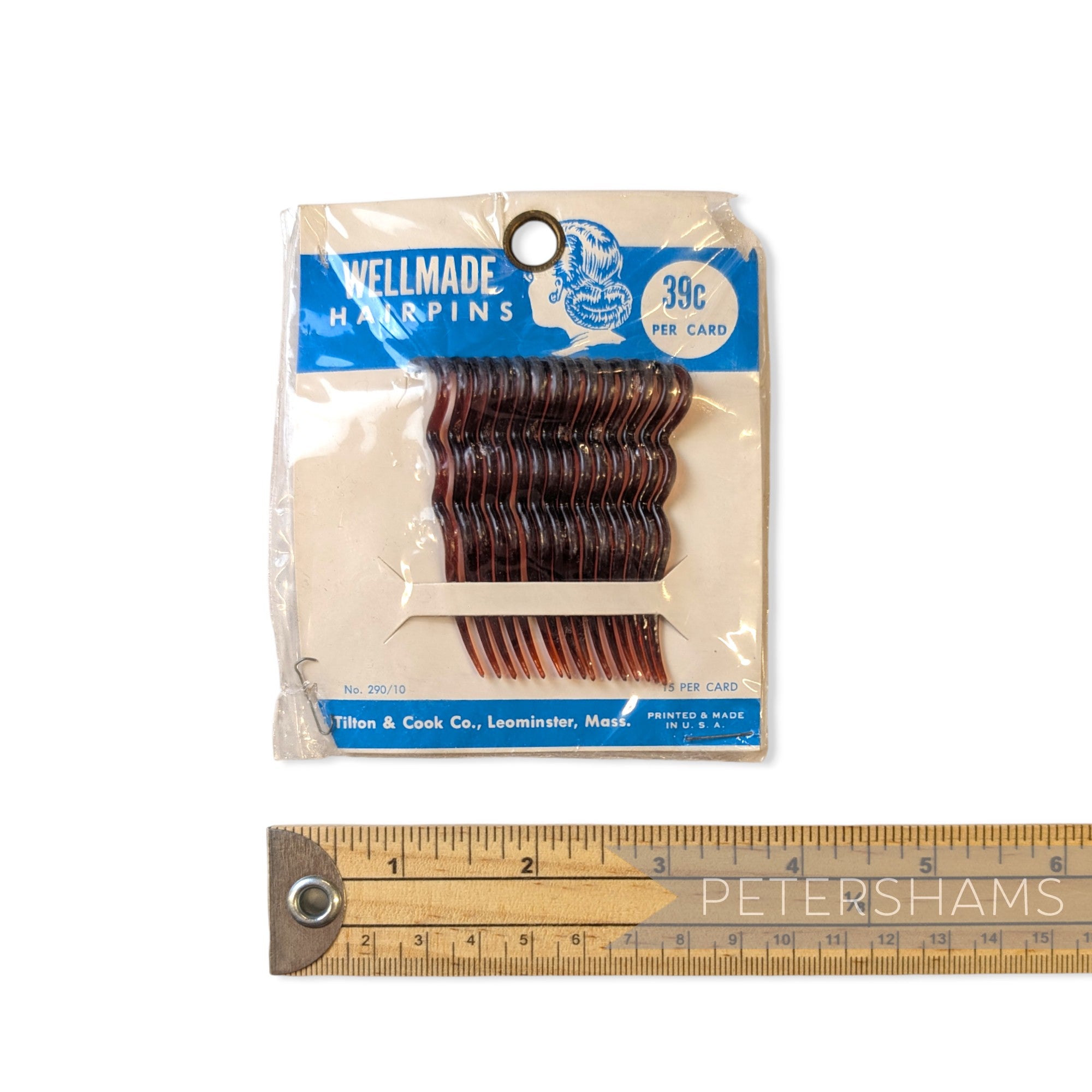 Tilton & Cook Co. 'Wellmade' Vintage 1950/60s Hairpins Plastic Tortoise Brown - Pack 15