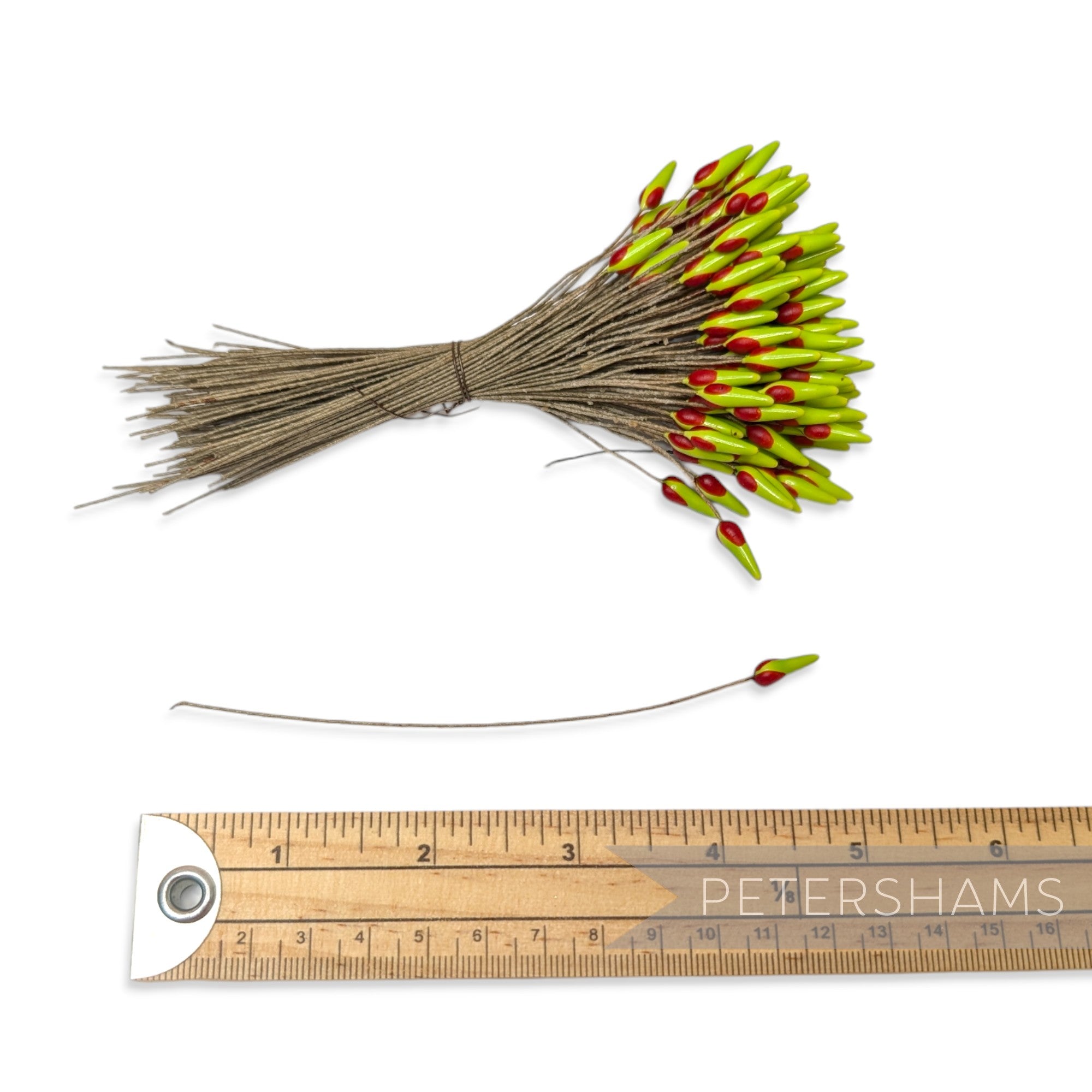 Vintage 1940/50s Extra Large Ceramic Vintage Green & Red Wired Flower Stamens