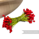 Vintage 1960/70s Wired Double Sided Small Red Berry Pip Stamens