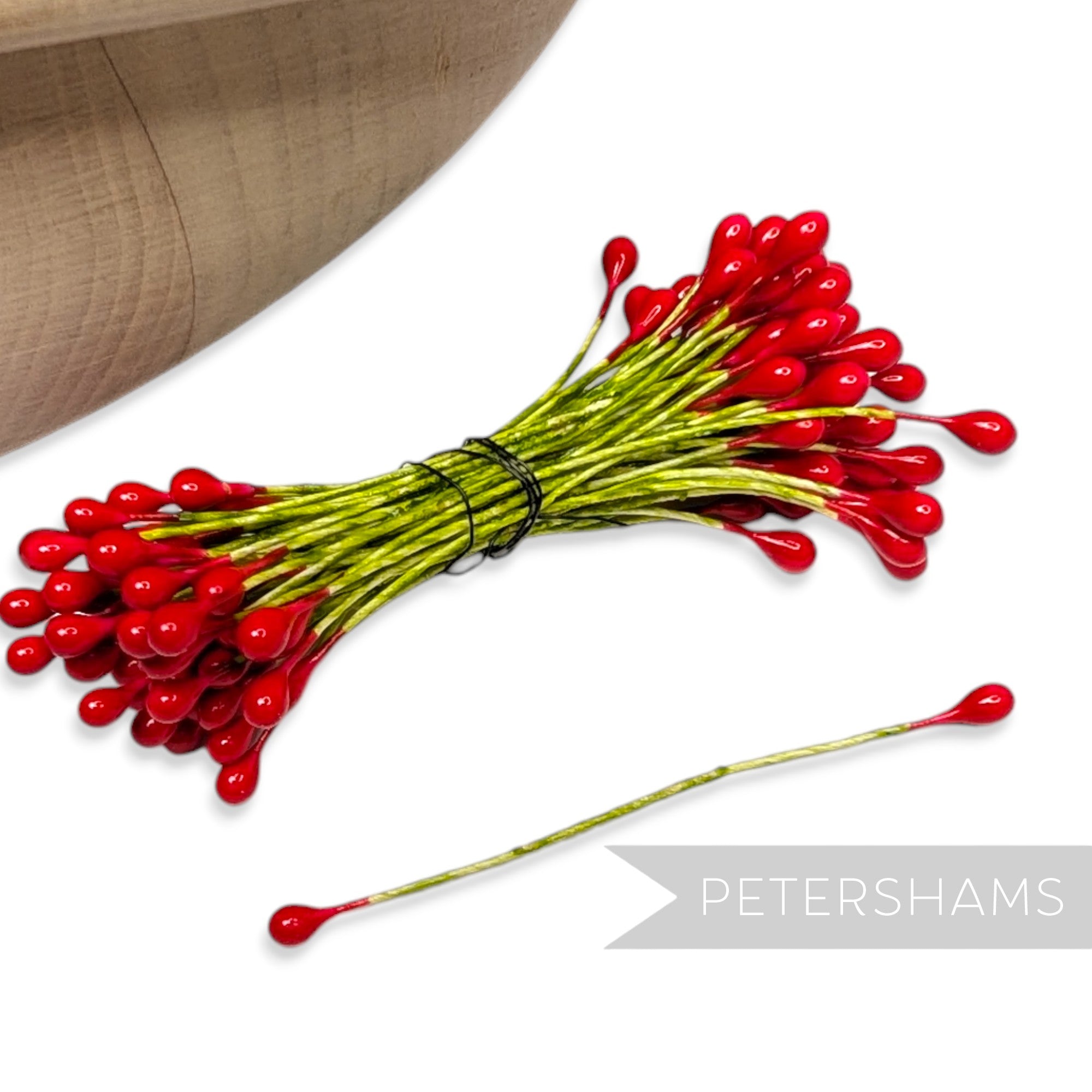 Vintage 1960/70s Wired Double Sided Small Red Berry Pip Stamens