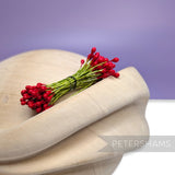 Vintage 1960/70s Wired Double Sided Small Red Berry Pip Stamens