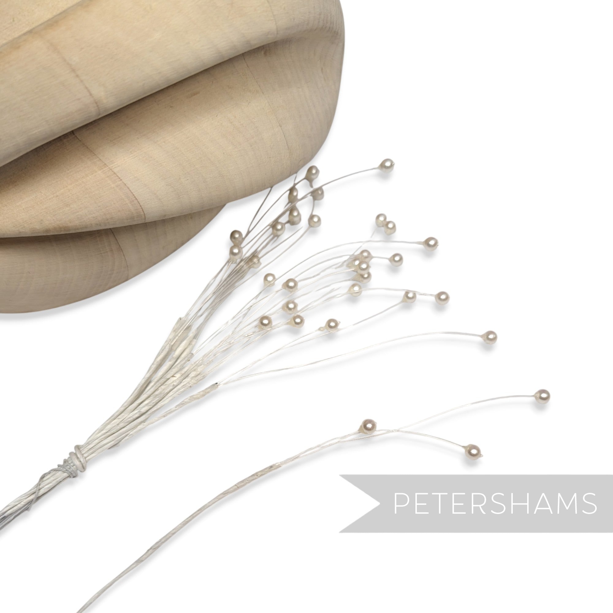 Triple Ivory Pearl on Clear Nylon Wired Spray - 12 Stems