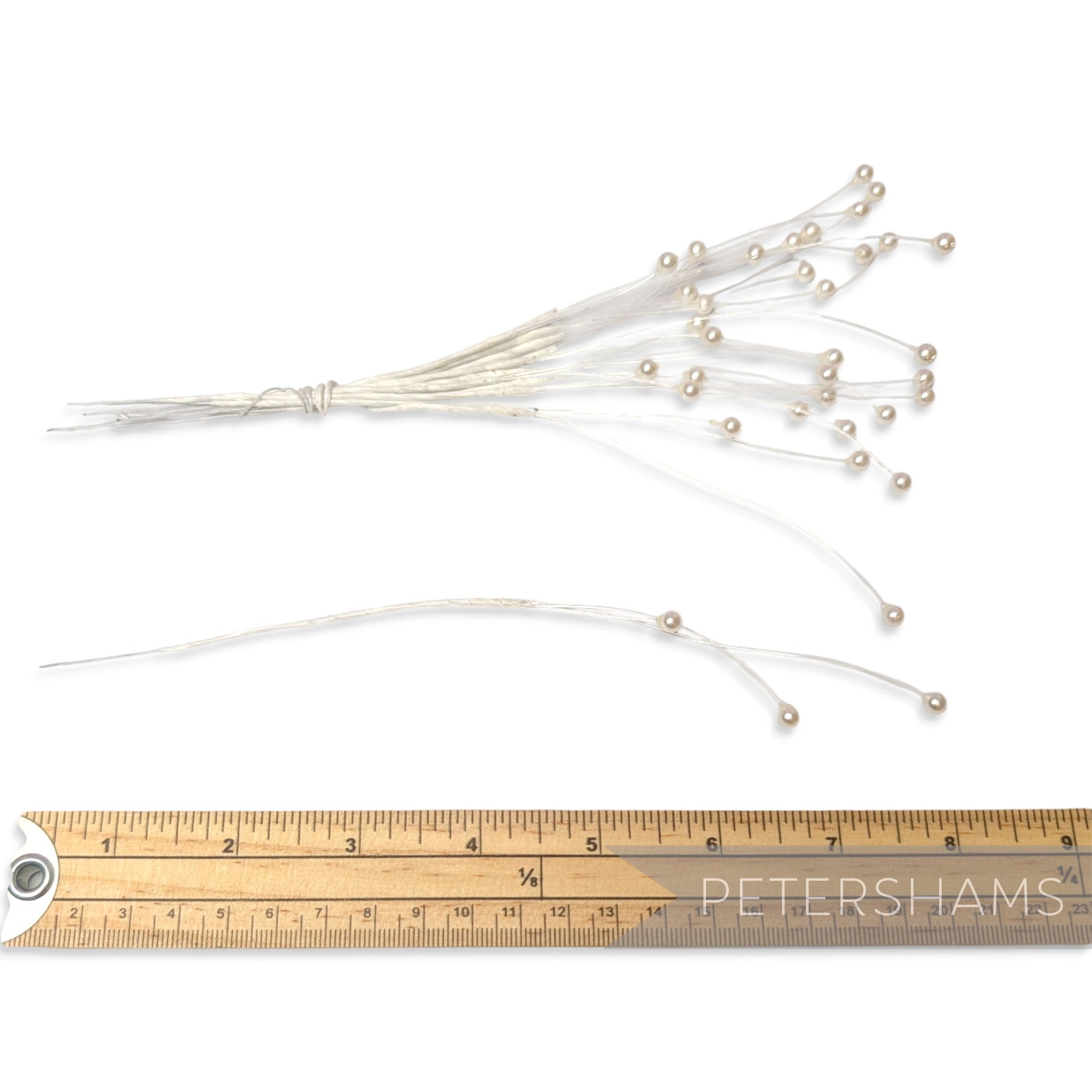 Triple Ivory Pearl on Clear Nylon Wired Spray - 12 Stems