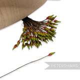 Vintage 1940/50s Wired Single Sided Green & Red Flower Stamens