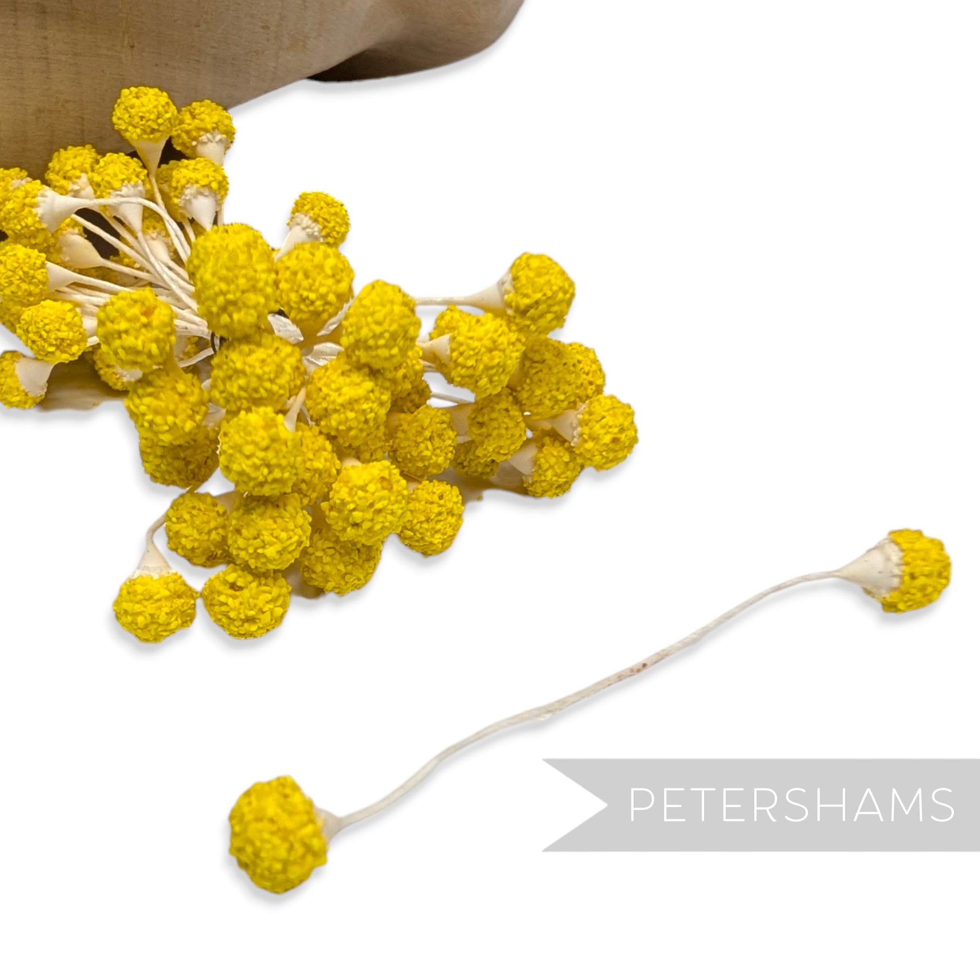Vintage 1950s Double Sided Yellow Textured Round Stamens - 36 Stems